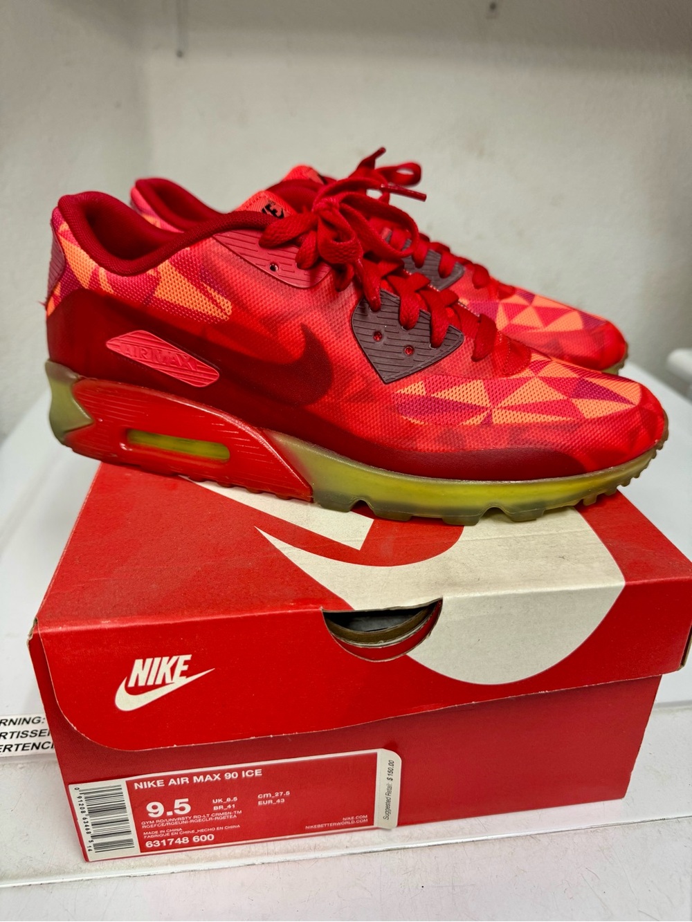Nike Air Max 90 ICE - Mens Sneaker Size 9.5 - Gym Red
